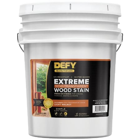 Defy Extreme Semi-Transparent Exterior Wood Stain, Light Walnut, 5 Gal. 300161